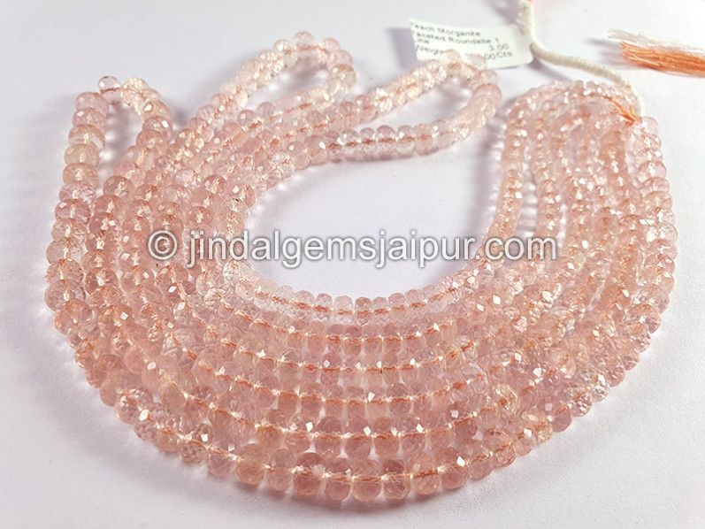 Peach Morganite Faceted Roundelle Shape Beads