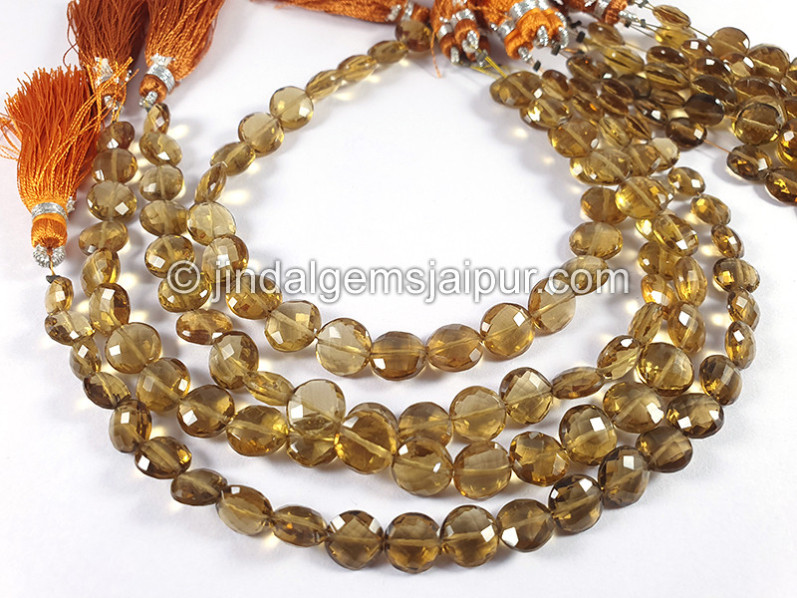 Coganac Quartz Faceted Coin Shape Beads