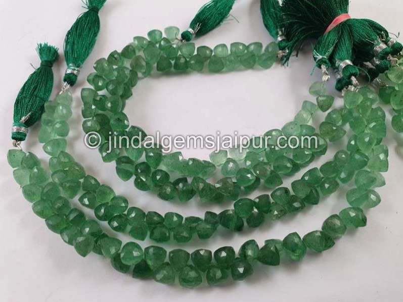 Green Strawberry Quartz Faceted Trillion Beads