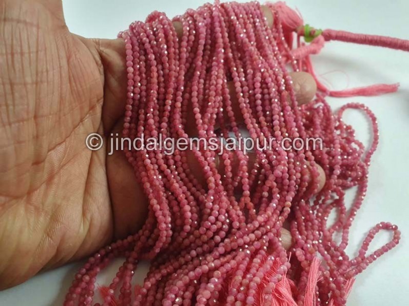 Rhodochrosite Pink Faceted Round Beads