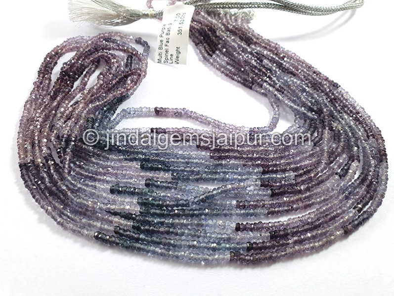 Multi Indigo Spinel Faceted Roundelle Shape Beads