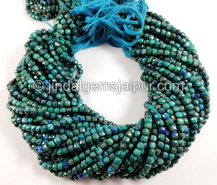 Chrysocolla Faceted Cube Shape Beads