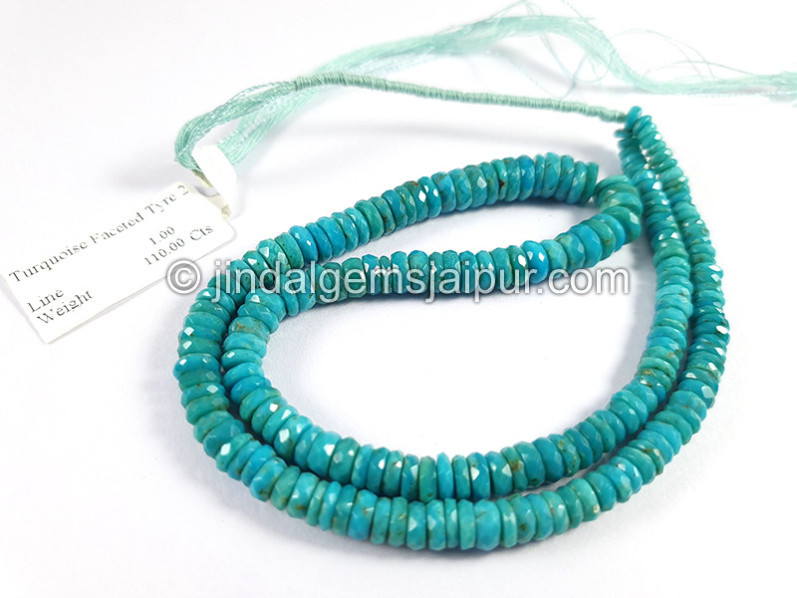 Turquoise Faceted Tyre Shape Small Beads