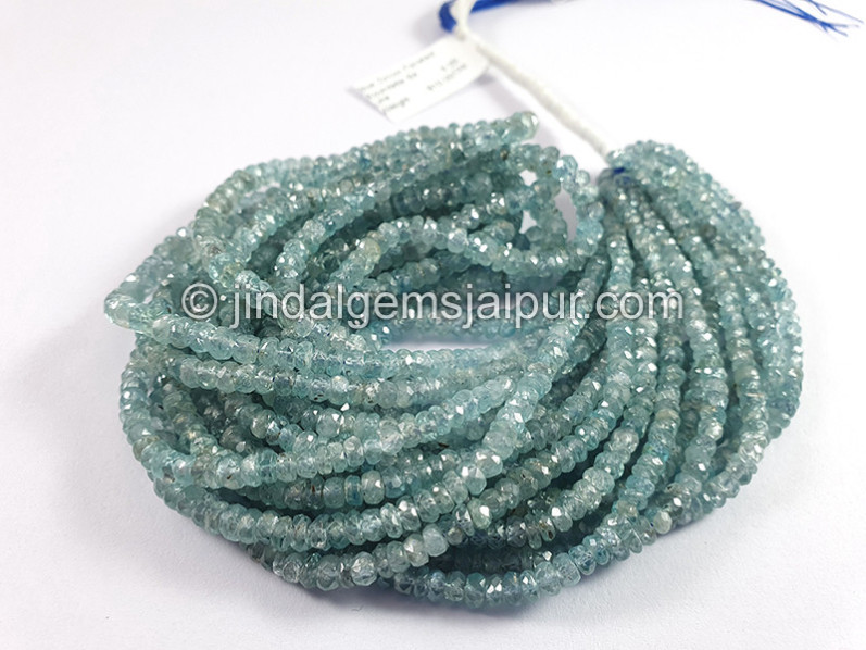 Blue Zircon Faceted Roundelle Shape Beads