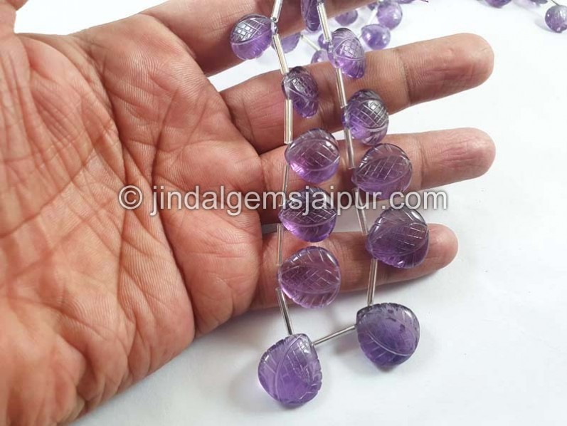 Amethyst Big Carved Crown Heart Beads