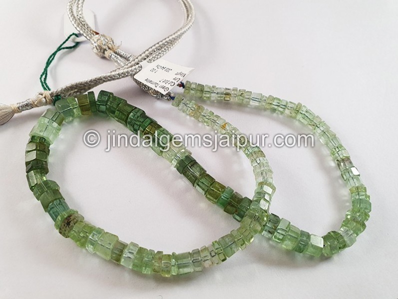 Green Tourmaline Cut Bolt Shape Beads