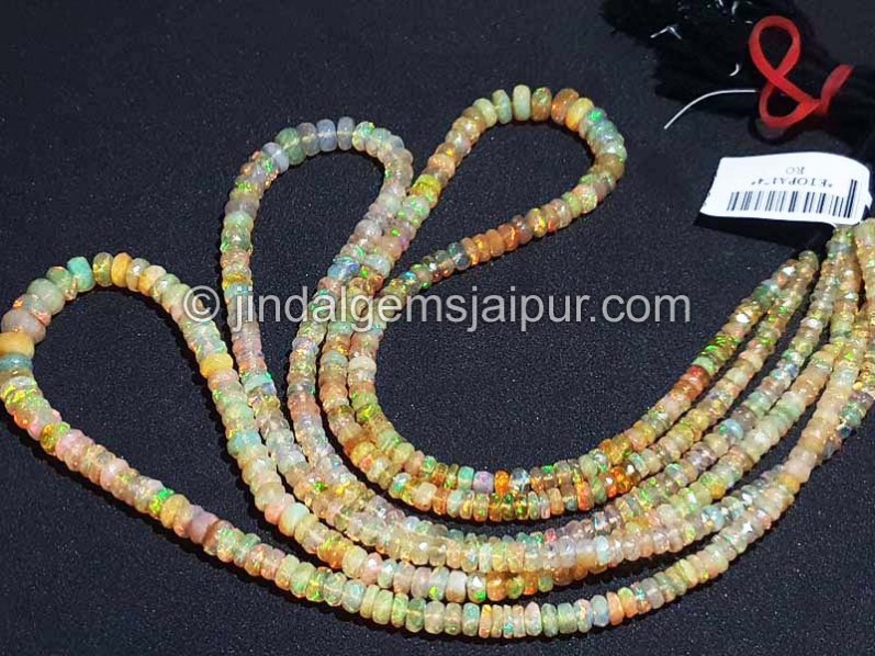 Orange Ethiopian Opal Faceted Roundelle Shape Beads