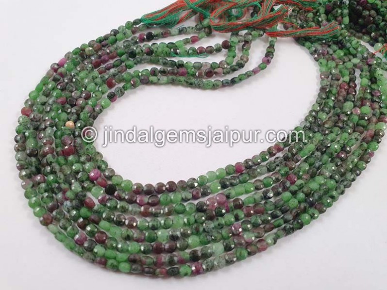 Ruby Zoisite Faceted Coin Beads