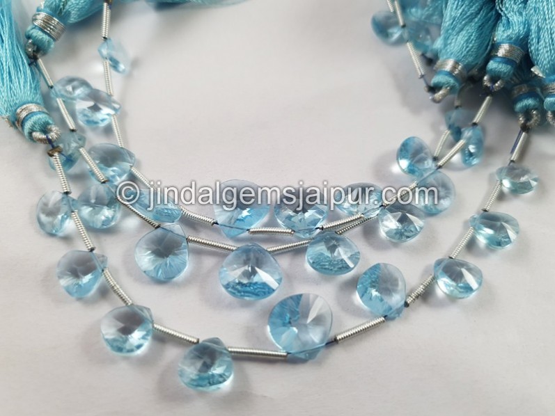 Sky Blue Topaz Double Concave Cut Heart Shape Beads