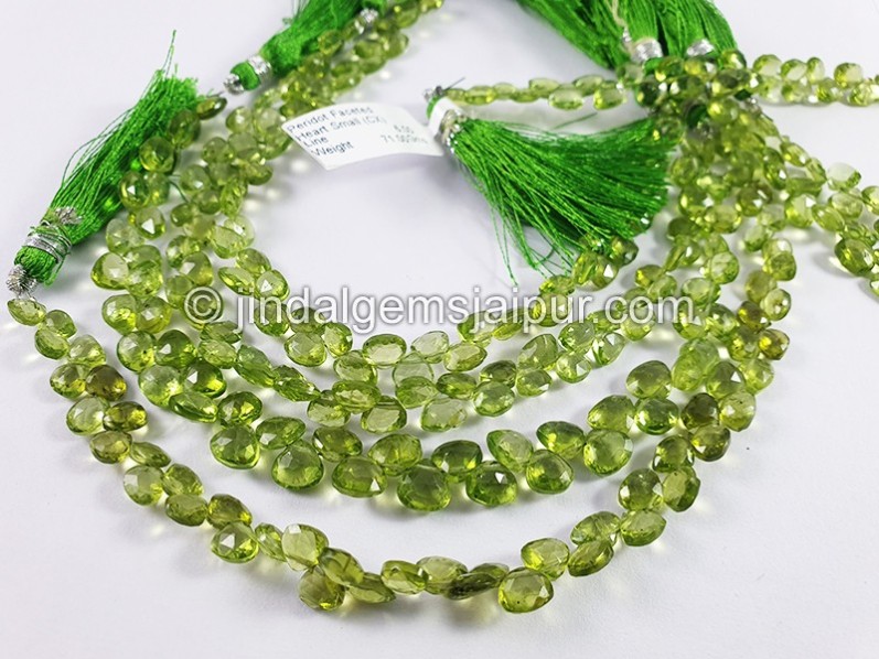 Peridot Faceted Heart Small Shape Beads