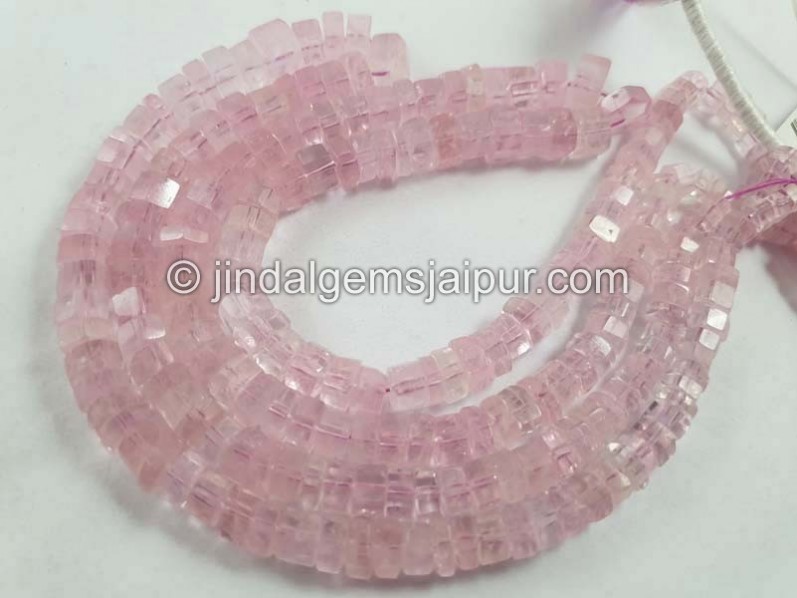 Pink Morganite Step Cut Roundelle Beads