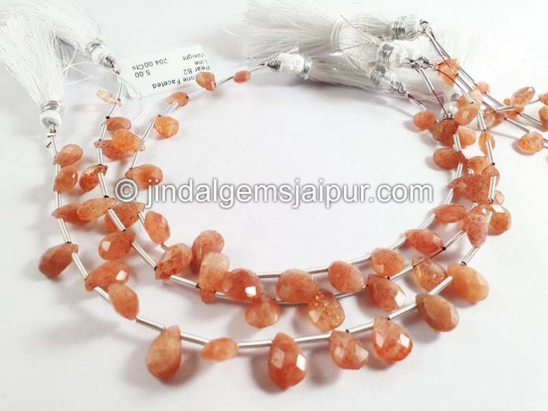 Sunstone Faceted Pear Shape Beads