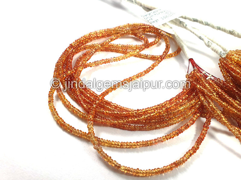 Orange Sapphire Smooth Roundelle Shape Beads