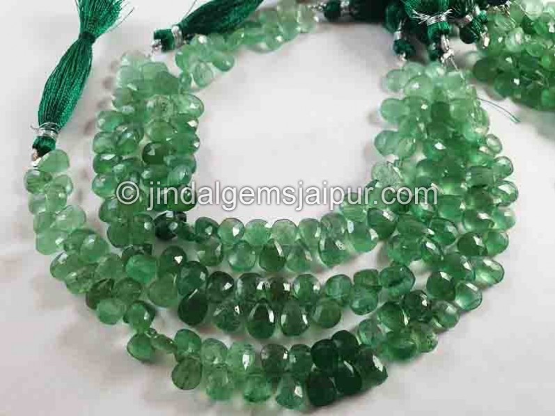 Green Strawberry Quartz Faceted Pear Beads