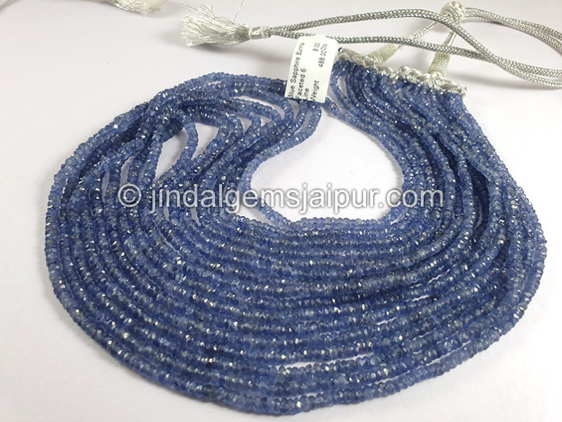 Blue Sapphire Burma Faceted Roundelle Shape Beads