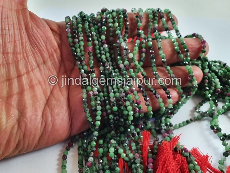 Ruby Zoisite Faceted Round Beads