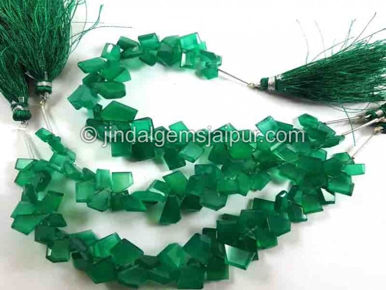 Green Onyx Flat Slice Cut Beads