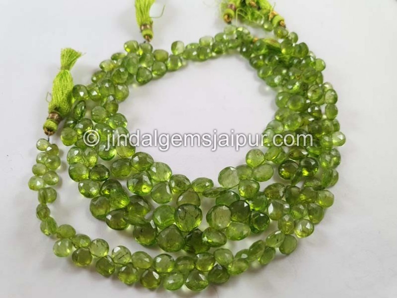 Peridot Far Faceted Heart Shape Beads