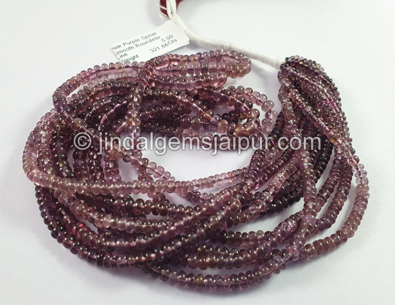 Pink Purple Spinel Smooth Roundelle Shape Beads