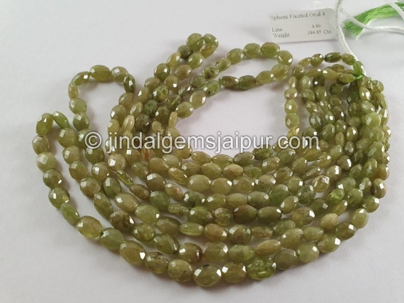 Sphene Faceted Oval Beads