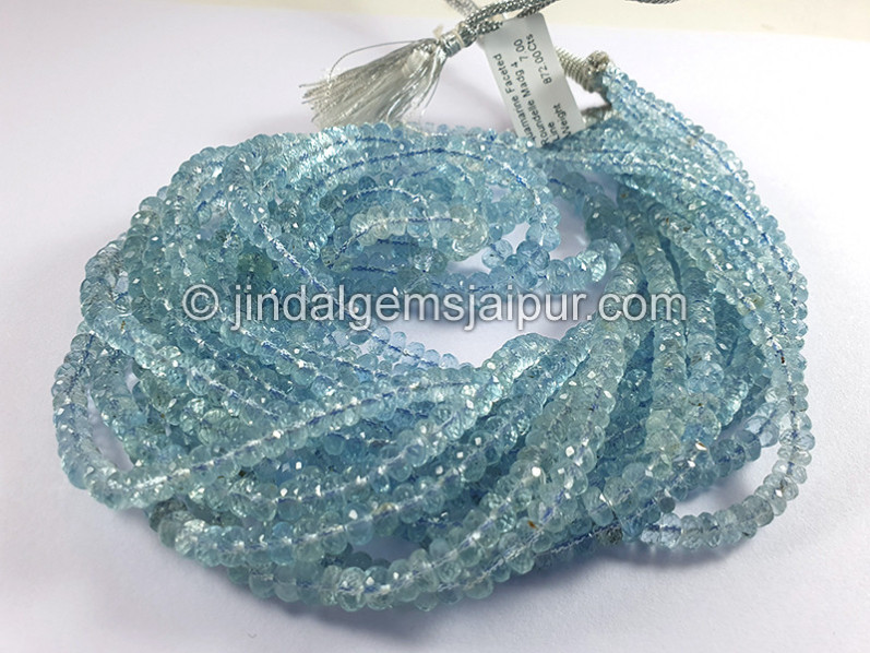 Aquamarine Faceted Roundelle Shape Beads