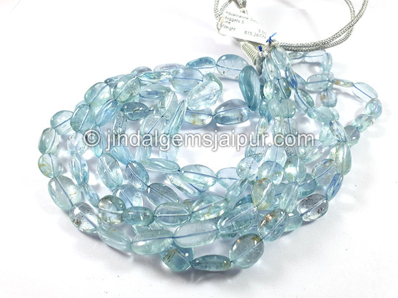 Aquamarine Smooth Nuggets Shape Beads