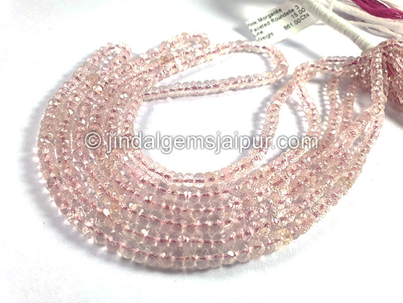 Pink Morganite Faceted Roundelle Shape Beads