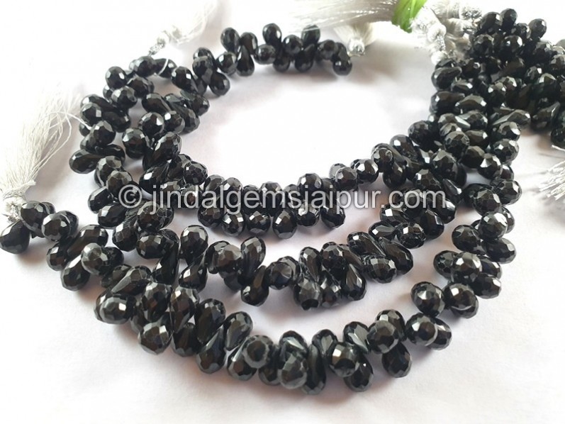 Black Spinel Faceted Drops Shape Beads