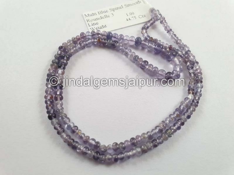 Multi Blue spinel smooth roundelle beads