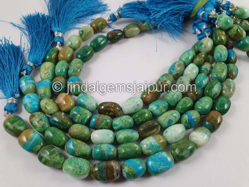 Natural Blue Opalina Smooth Oval Nugget Beads