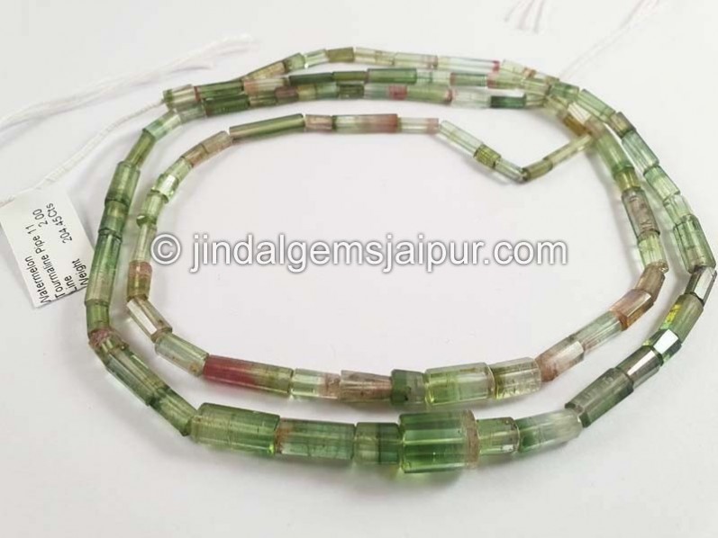 Watermelon Tourmaline Pipe Shape Beads