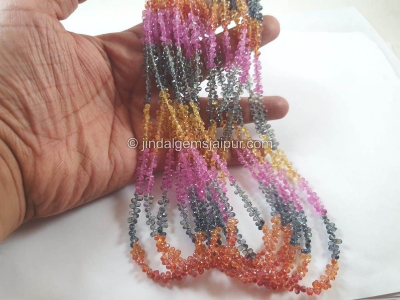 Natural Multi Sapphire Faceted Drop Beads