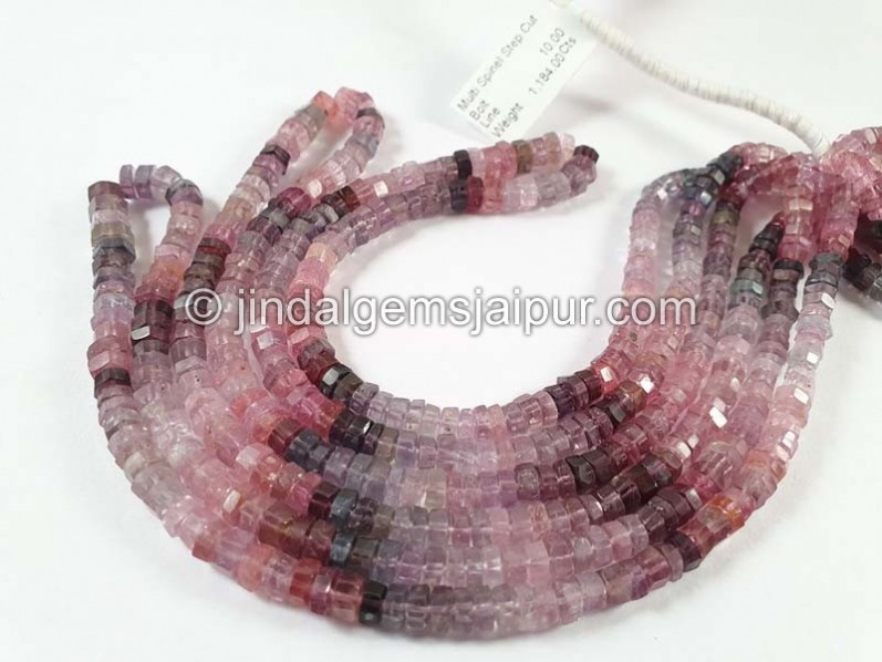 Multi Spinel Step Cut Bolt Beads