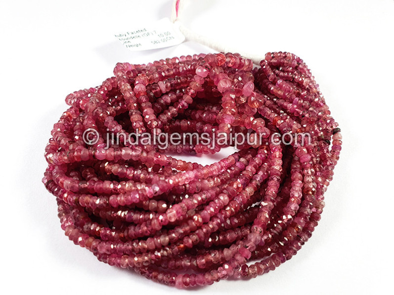 Ruby Faceted Roundelle Shape Beads