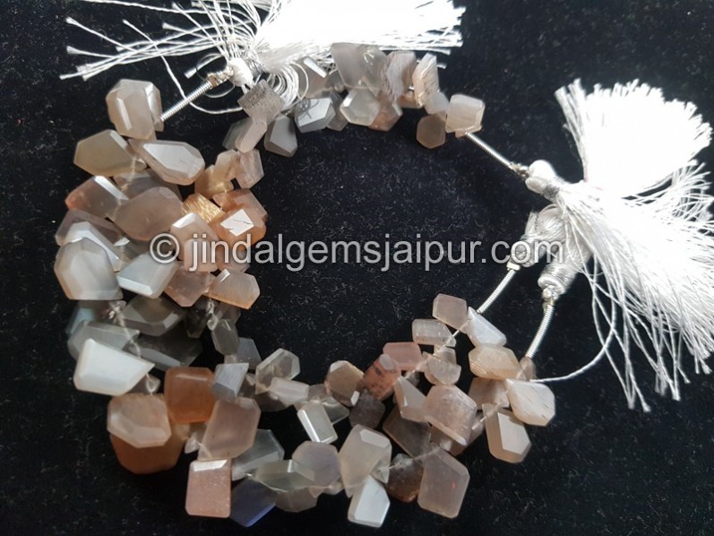 Multi Moonstone Flat Slice Cut Beads