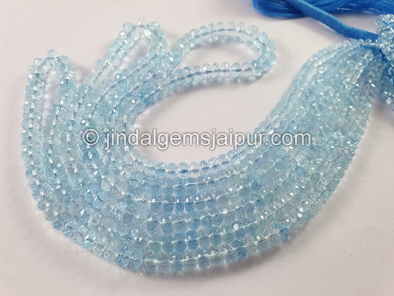 Sky Blue Topaz Faceted Roundelle Shape Beads