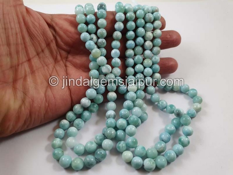 Larimar Smooth Round Balls Beads