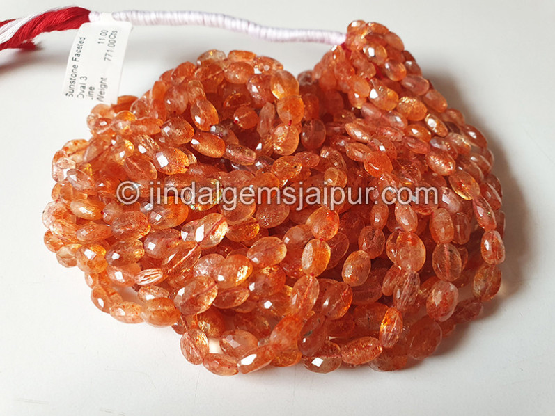 Sunstone Faceted Oval Shape Beads