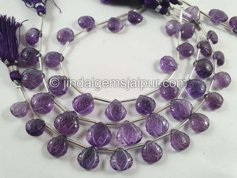 Amethyst Carved Crown Heart Beads
