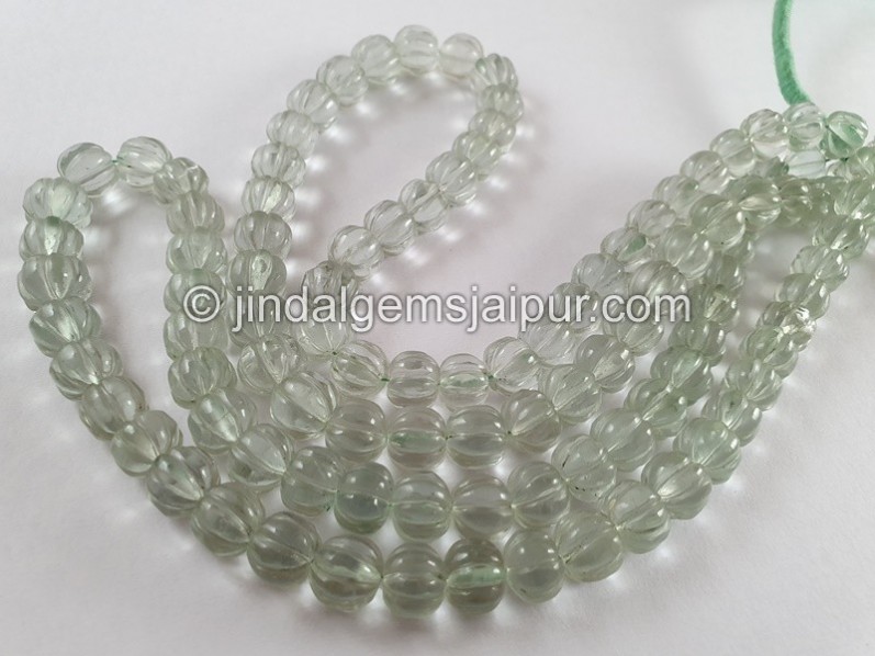 Green Amethyst Carved Pumpkin Beads