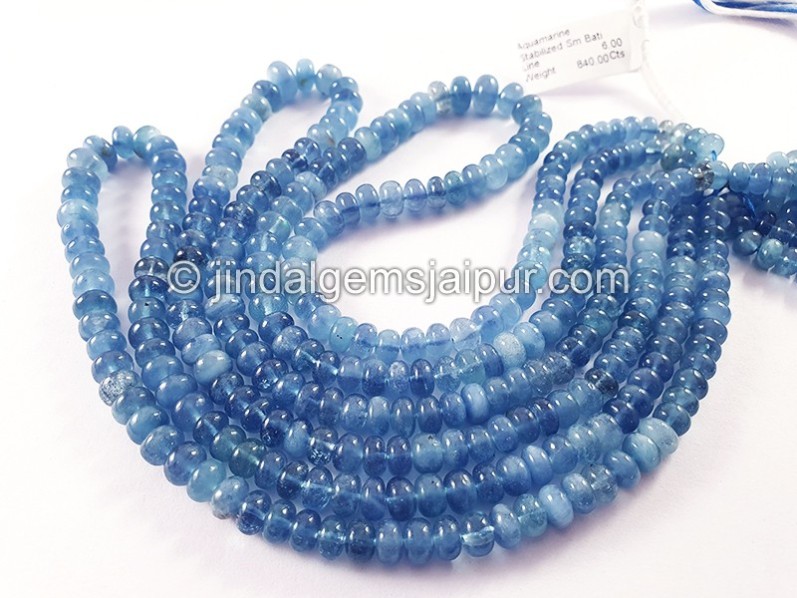 Santa Maria Aquamarine Stabilized Smooth Roundelle Shape Beads