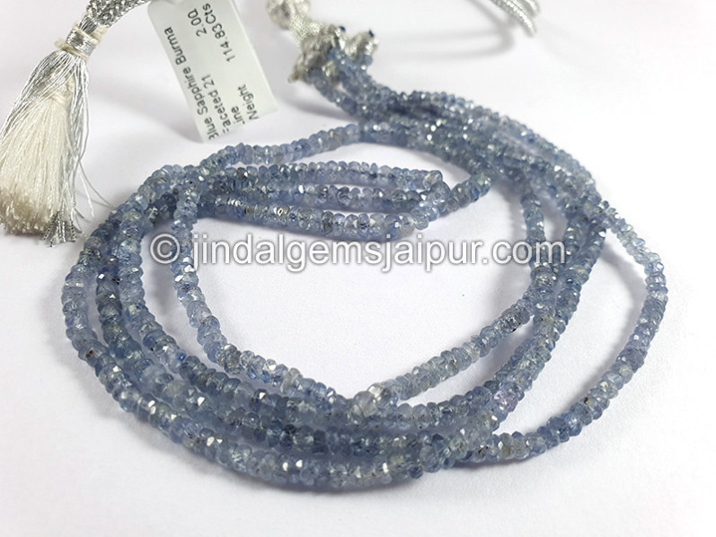 Blue Sapphire Burma Faceted Roundelle Shape Beads