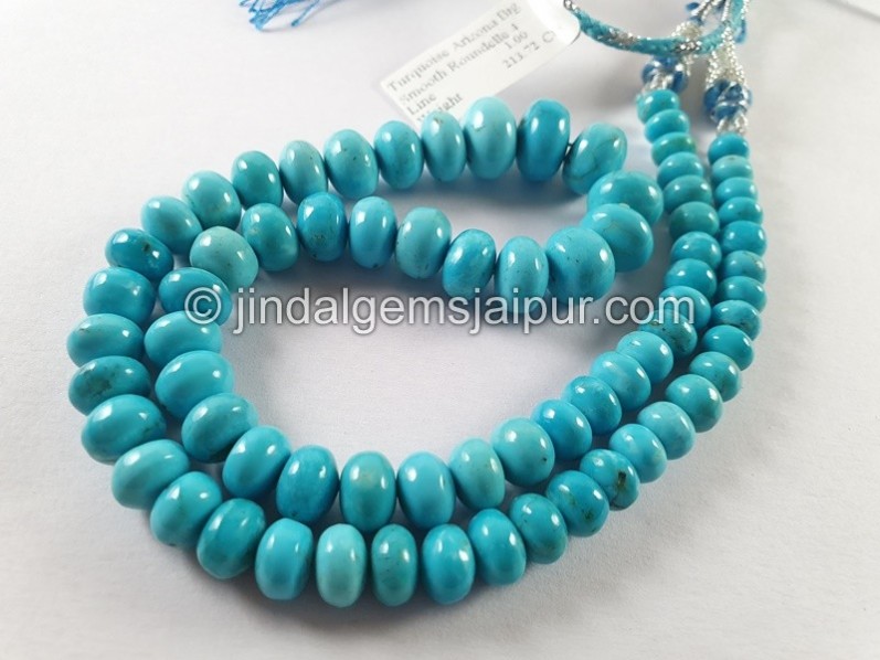 Turquoise Arizona Big Smooth Roundelle Shape Beads