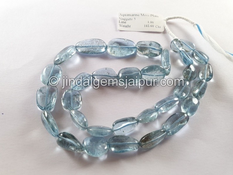 Moss Aquamarine Smooth Nuggets Beads