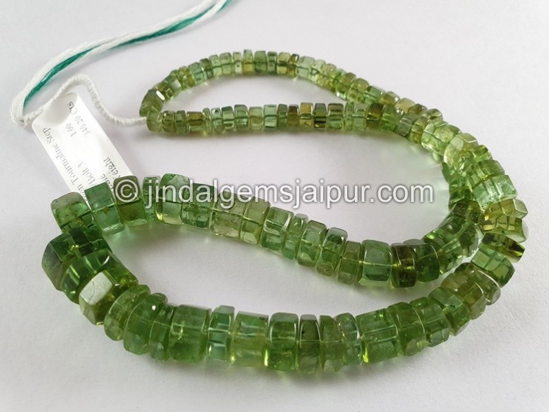 Emerald Green Tourmaline Step Cut Bolt Beads