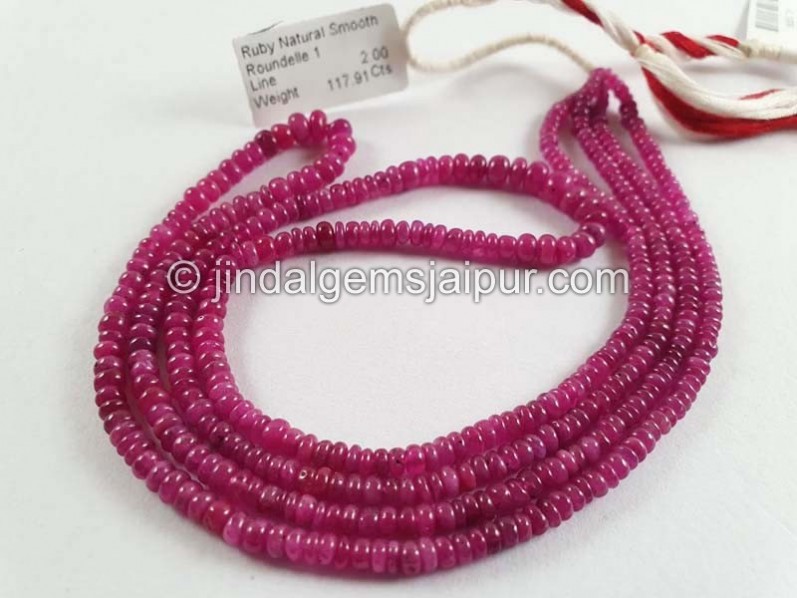 Ruby Natural Smooth Roundelle Beads