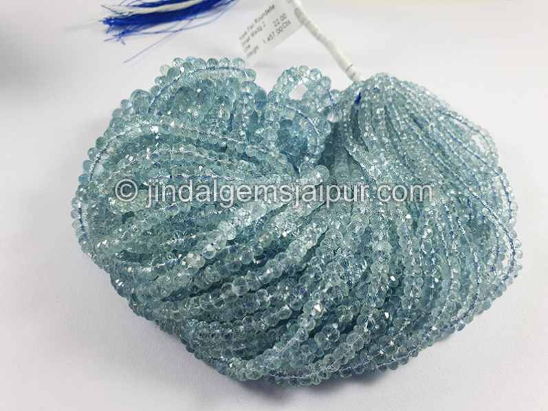 Aquamarine Faceted Roundelle Shape Beads