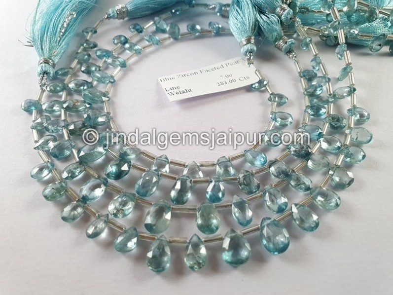 Blue Zircon Faceted Pear Shape Beads