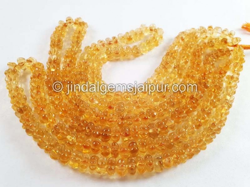 Citrine Carved Pumpkin Shape Beads