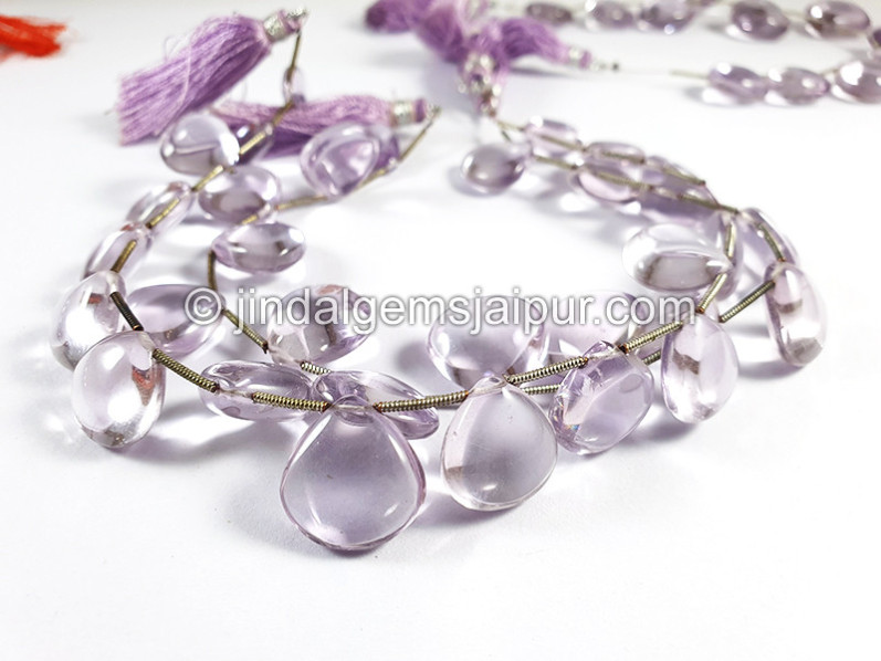 Pink Amethyst Smooth Heart Shape Beads